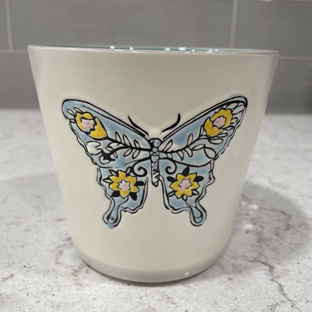Butterfly GOLDMINC 5” Planter w/Drain Hole Under The Sun 2021 Blue Sky Clayworks